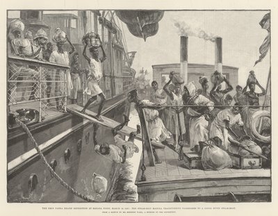 The Emin Pasha Relief Expedition at Banana Point, 18 March 1887, the Steam-Ship Madura transferring Passengers to a Congo River Steam-Boat by William Heysham Overend