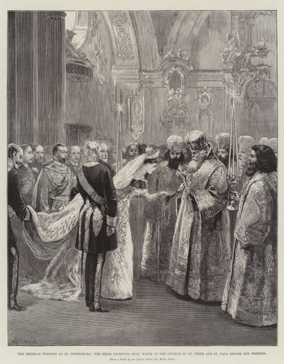 The Imperial Wedding at St Petersburg, the Bride receiving Holy Water in the Church of St Peter and St Paul before the Wedding by William Heysham Overend