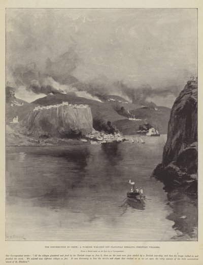 The Insurrection in Crete, a Turkish War-Ship off Platanias shelling Christian Villages by William Heysham Overend