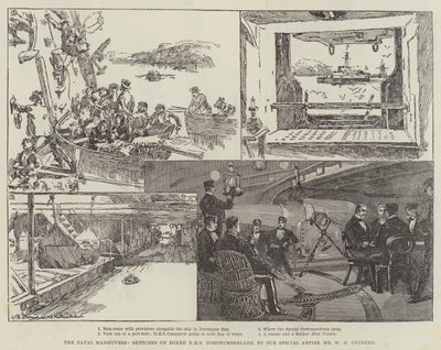 The Naval Manoeuvres, Sketches on Board HMS Northumberland by William Heysham Overend