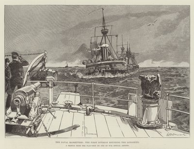 The Naval Manoeuvres, the First Division rounding the Longships by William Heysham Overend