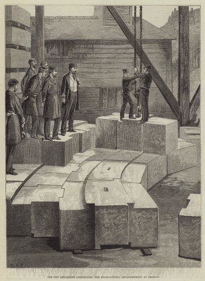The New Eddystone Lighthouse, the Stone-Cutting Establishment at Oreston by William Heysham Overend