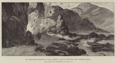 The North-West Frontier of India, making a Road in the Bolan Pass, Blasting Rocks by William Heysham Overend
