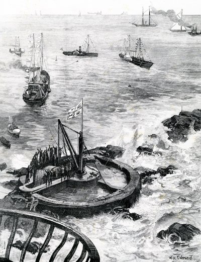 The Prince of Wales and Duke of Edinburgh Laying the Foundation-Stone of the New Eddystone Lighthouse, Illustration from 