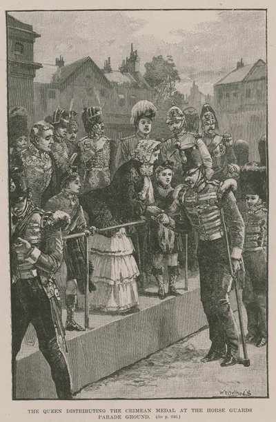 The Queen distributing the Crimean Medal at the Horse Guards Parade Ground by William Heysham Overend