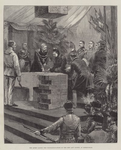 The Queen Laying the Foundation-Stone of the New Law Courts, at Birmingham by William Heysham Overend