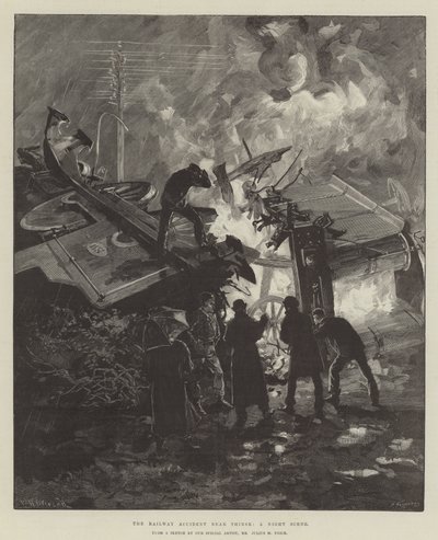 The Railway Accident near Thirsk, a Night Scene by William Heysham Overend