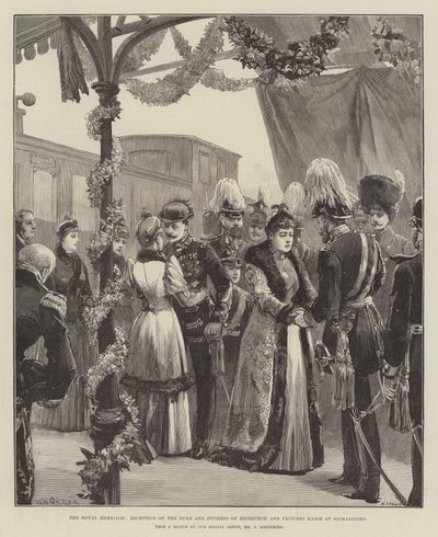 The Royal Marriage, Reception of the Duke and Duchess of Edinburgh and Princess Marie at Sigmaringen by William Heysham Overend