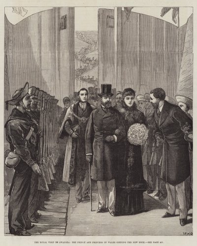 The Royal Visit to Swansea, the Prince and Princess of Wales opening the new Dock by William Heysham Overend