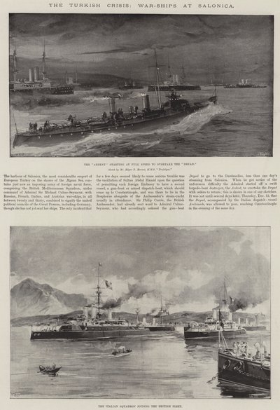 The Turkish Crisis, War-Ships at Salonica by William Heysham Overend
