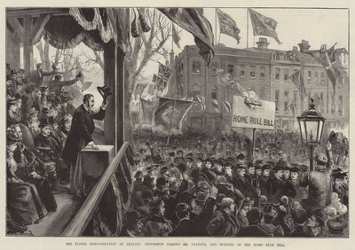 The Ulster Demonstration at Belfast, Procession passing Mr Balfour, and burning of the Home Rule Bill by William Heysham Overend
