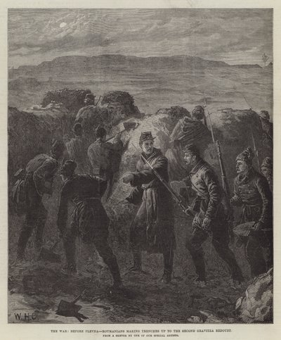 The War, Before Plevna, Roumanians Making Trenches up to the Second Gravitza Redoubt by William Heysham Overend