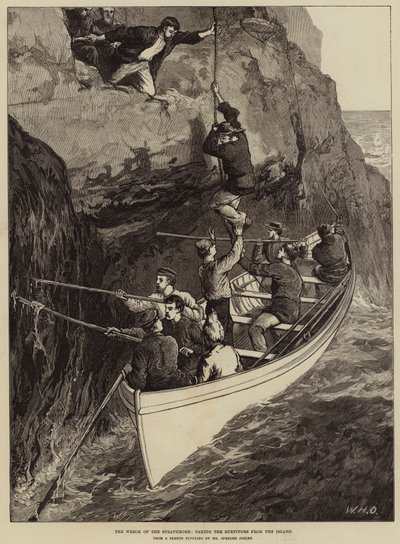 The Wreck of the Strathmore, taking the Survivors from the Island by William Heysham Overend