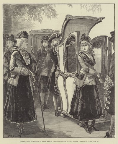 Three Ladies of Fashion on their Way to Ye Olde English Fayre, at the Albert Hall by William Heysham Overend