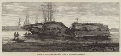 Wreck of the Yacht Mistletoe, lying in Portsmouth Harbour by William Heysham Overend