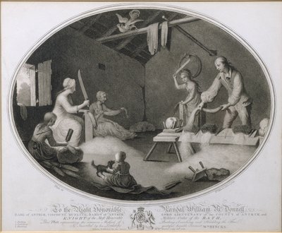 The Common Method of Beetling, Scutching and Hackling the Flax, plate IV of 