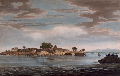 A View of the Fort of Mongheer, upon the Banks of the River Ganges by William Hodges
