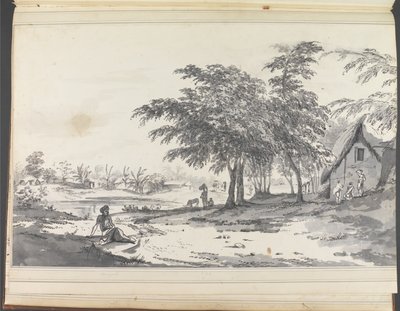 View of an Indian Village with a Man Seated in the Foreground by William Hodges