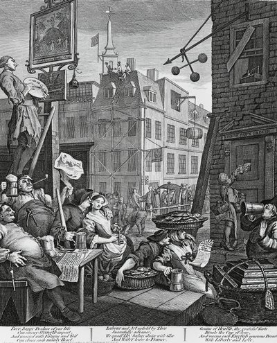 Beer Street, London, engraving by William Hogarth, United Kingdom by William Hogarth
