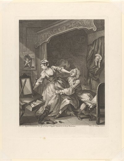‘Before’ (Man Pulling a Struggling Woman Towards Him in a Bedroom) by William Hogarth