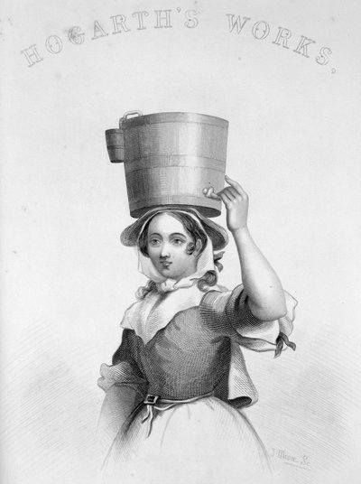 Depiction by J Moore as Engraving of the Milk Maid from Hogarth