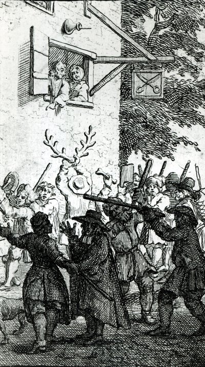 Hullabaloo against a Tailor by William Hogarth