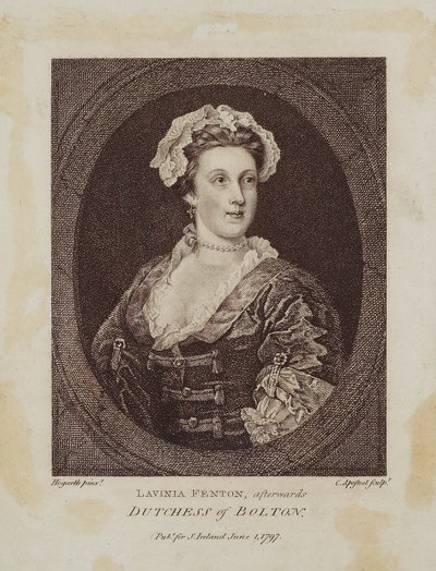 Lavinia Fenton, afterwards Duchess of Bolton, engraved by Cornelius Apostool by William Hogarth
