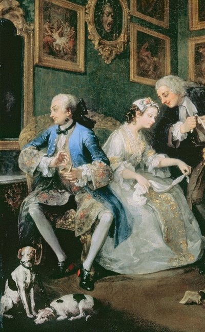Marriage a la Mode: I - The Marriage Settlement, c.1743 oil on canvas (detail) by William Hogarth