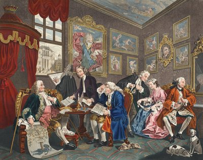 Marriage a la Mode, Plate I, The Marriage Settlement, illustration from 