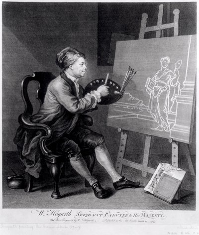 Self Portrait Painting the Comic Muse (engraved by the artist) by William Hogarth