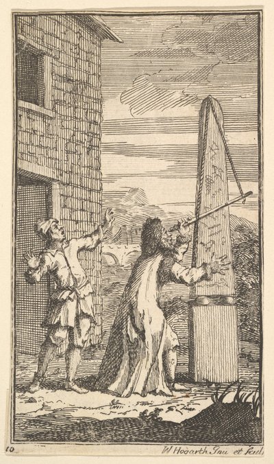 Sidrophel Examining the Kite Through His Telescope, Seventeen Small Illustrations for S..., 1721-26 by William Hogarth