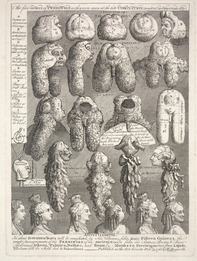 The Five Orders of the Perriwigs by William Hogarth