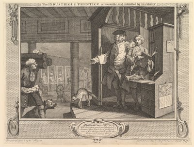 The Industrious Prentice a Favorite, and Entrusted by his Master: Industry by William Hogarth