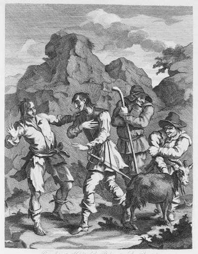 The Unfortunate Knight of the Rock Meeting Don Quixote by William Hogarth