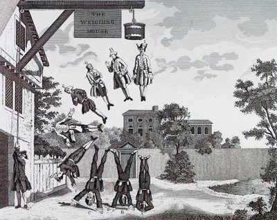 The Weighing House (absolute gravity) by William Hogarth
