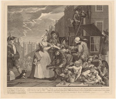 Arrested for Debt, plate 4 from the series "A Rake