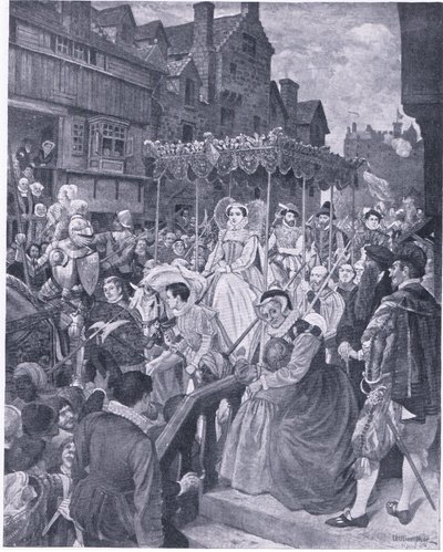 The State Entry of Queen Mary into Edinburgh 1561, from Cassells History of the British People Published by the Waverley Book Company, c.1950