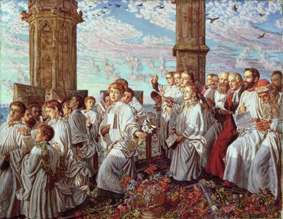 May Morning on Magdalen College Tower, Oxford, Ancient Annual Ceremony by William Holman Hunt
