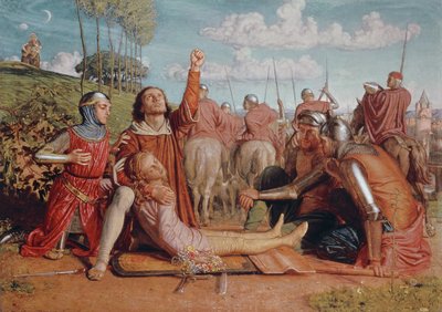 Rienzi Vowing to Obtain Justice for the Death of his Young Brother, Slain in a Skirmish between the Colonna and Orsini Factions by William Holman Hunt