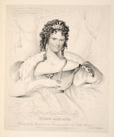 Her Most Gracious Majesty Queen Adelaide, Most Respectfully Presented to the Subscribers of the New North Briton, pub. 1830 by William Home Lizars