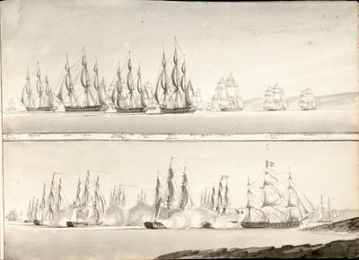 Different modes of painting line of battle ships, early 19th century by William Innes Pocock