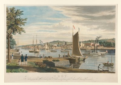 Troy. Taken from the west bank of the Hudson, in front of the United States Arsenal. by William James Bennett