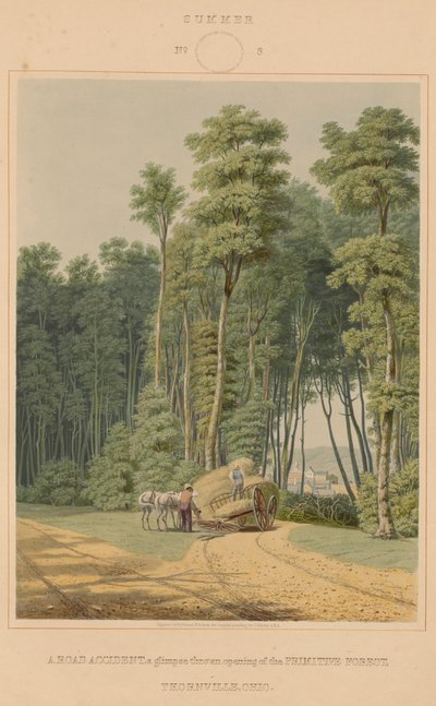 Summer--A Road Accident. A Glimpse Through an Opening of the Primitive Forest. Thornville, Ohio by William James Bennett after George Harvey