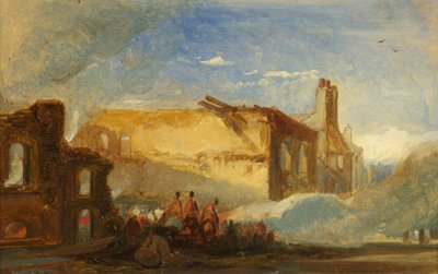 Bristol Riots: Ruins of Warehouses in Prince Street, with Mounted Troops, c.1831 by William James Muller