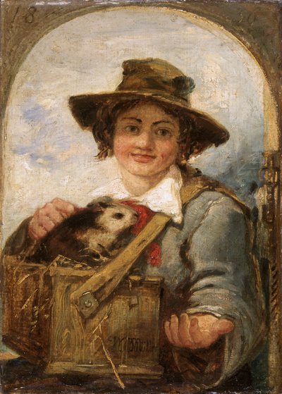 Italian boy with a guinea pig by William James Muller