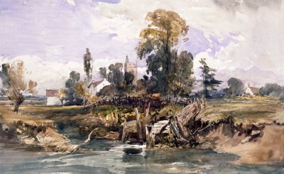 Landscape with a Church and a House by William James Muller