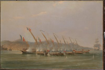 Captain Robert Maunsell Capturing French Gunboats off Java, July 1811 by William John Huggins