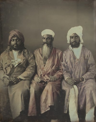 Untitled Portrait of Three Seated Men Wearing Turbans by William Johnson