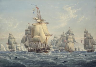 A British Squadron under Full Sail with Porpoises by William Joy