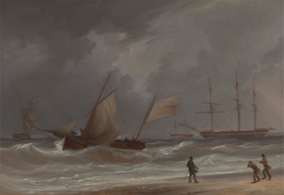 A Lugger Driving Ashore in a Gale by William Joy